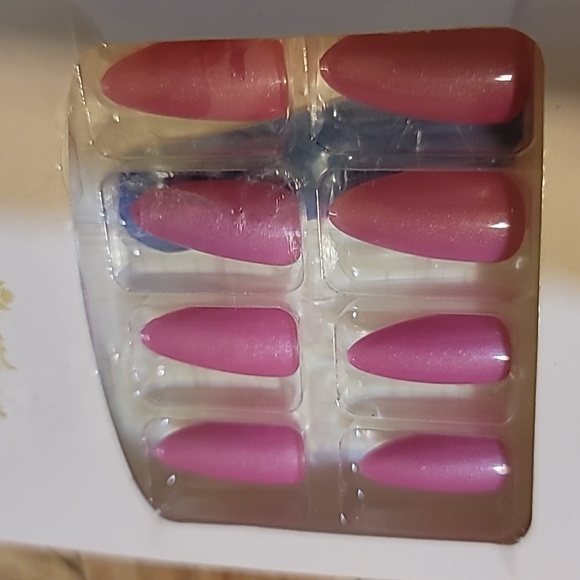 Press On Nails Do-It-Yourself Plain Hot Pinkq Designs Natural Nail Set - Picture 3 of 4